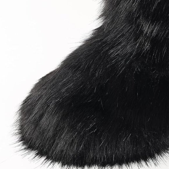 Neiman Marcus Lucine Black Faux Fur Italian Boots - Picture 4 of 5